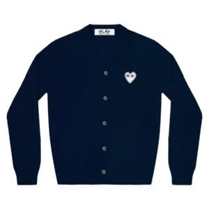 CDG PLAY MEN’S CARDIGAN  WITH WHITE HEART