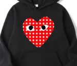 CDG White Dotted Heart Hoodie-BLACK