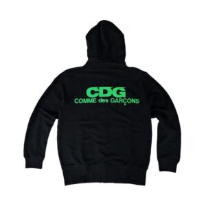 Comme des Garçons Green Logo Zip Up Hoodie